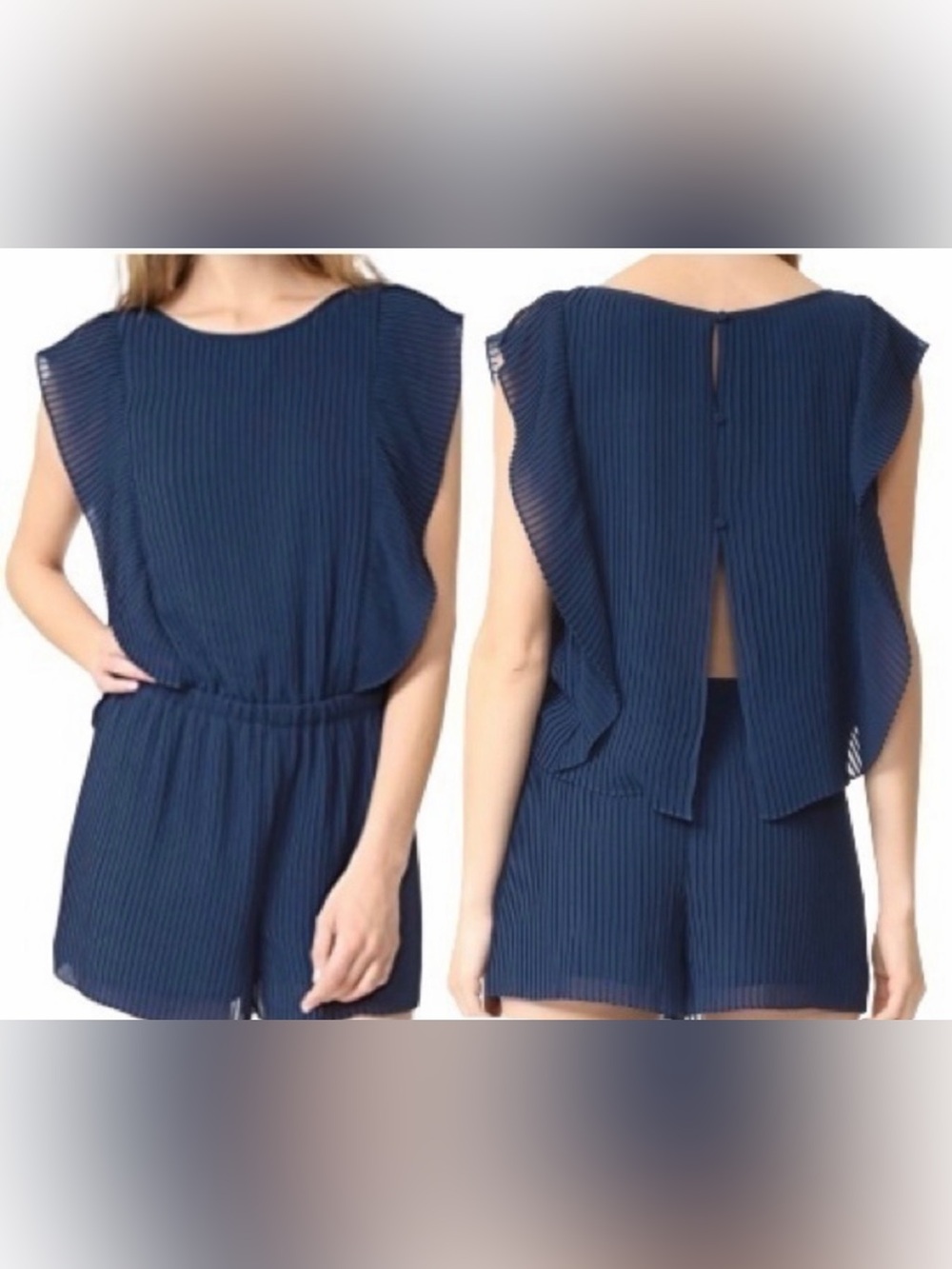 Club Monaco Navy Pleated Romper
